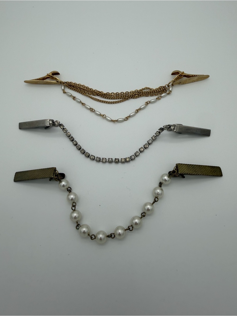 Vintage Sweater/Scarf Clips Set - Gold, Silver, Brass Tone
